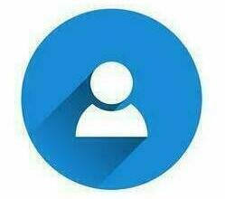 Blauer Kreis mit einem wei&szlig;en Icon Oberk&ouml;rper und Kopf Mensch